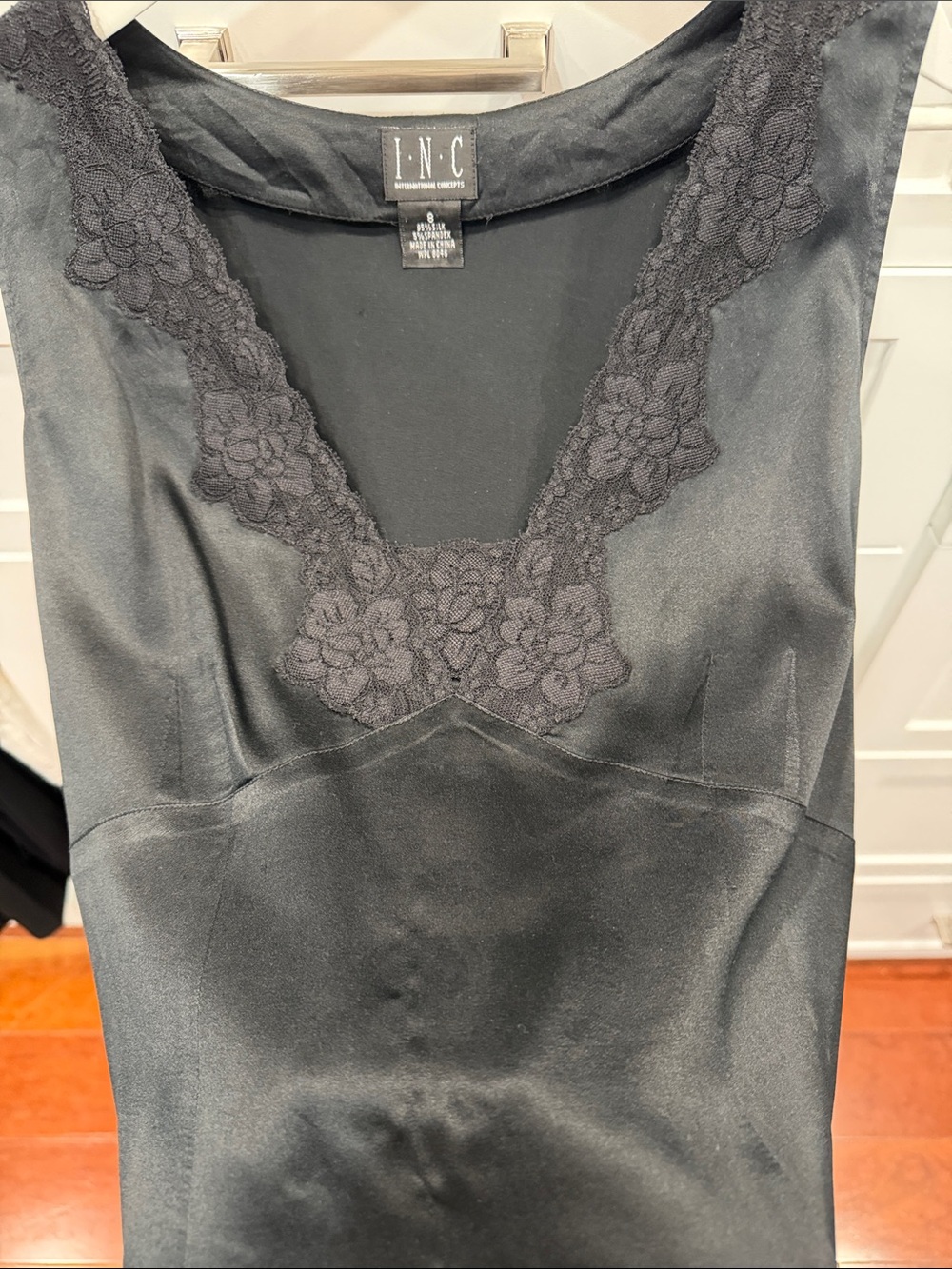 INC International Concepts Black Lace-Trim V-Neck Camisole - Picture 4 of 4